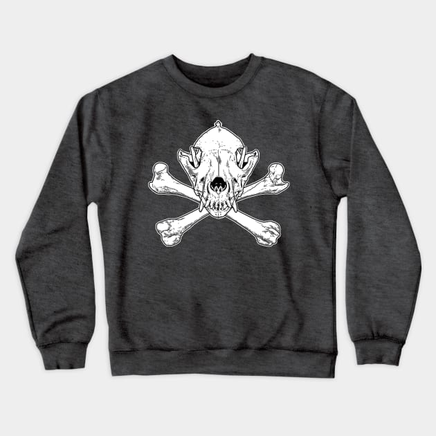 Wolf Skull and Bones Crewneck Sweatshirt by Guy Tensen